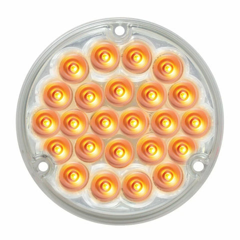 LED Light 4" Pearl Clear Lens 24 Amber LEDs 1156 Socket Back of Cab GG76151 Each