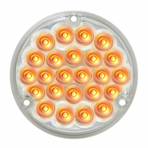 LED Light 4" Pearl Clear Lens 24 Amber LEDs 1156 Socket Back of Cab GG76151 Each