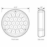 LED Light 4" Pearl Clear Lens 24 Blue LEDs 1156 Socket Back of Cab #76157 Each