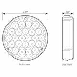 LED Light 4" Pearl Clear Lens 24 Blue LEDs 1156 Socket Back of Cab #76157 Each