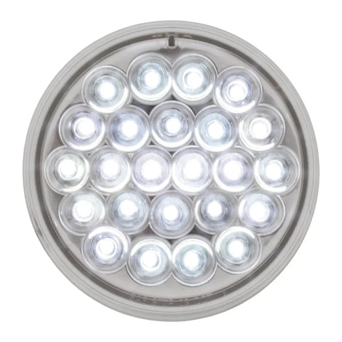 24 LED Back Up Light 4" Pearl White with Clear Lens 3 Prong GG#78272 Each