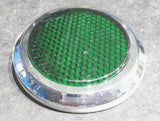 Stick-On Round Reflectors Chrome Trim Green Acrylic Lens 2-1/8" OD GG#80835-Pair