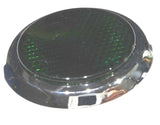Stick-On Round Reflectors Chrome Trim Green Acrylic Lens 2-1/8" OD GG#80835-Pair