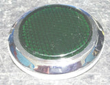 Stick-On Round Reflectors Chrome Trim Green Acrylic Lens 2-1/8" OD GG#80835-Pair