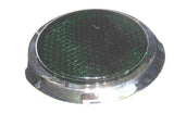 Stick-On Round Reflectors Chrome Trim Green Acrylic Lens 2-1/8" OD GG#80835-Pair
