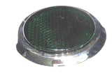 Stick-On Round Reflectors Chrome Trim Green Acrylic Lens 2-1/8" OD GG#80835-Pair