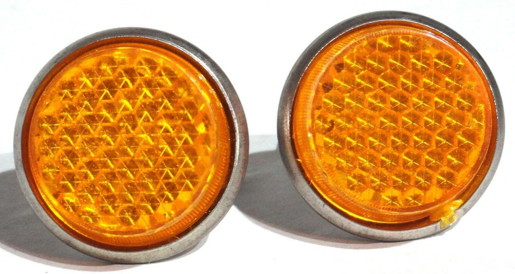 GG Reflectors Round Screw Type with Wing Nut & Spring Amber 5/8" #80841 Pair