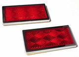 Rectangular Reflectors 3-1/2 X 1-3/4 Red Acrylic Stick-on GG80854-Set of 2