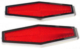 Red Hexagon Reflectors 1-3/4" x 5-1/2 Acrylic Lens Chrome Trim Stick-On GG#80864