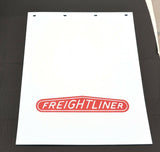 Mudflaps 24x30 White/Red for FREIGHTLINER 4 Hole Vertical Rib Poly-A812430 Pair