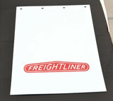 Mudflaps 24x30 White/Red for FREIGHTLINER 4 Hole Vertical Rib Poly-A812430 Pair