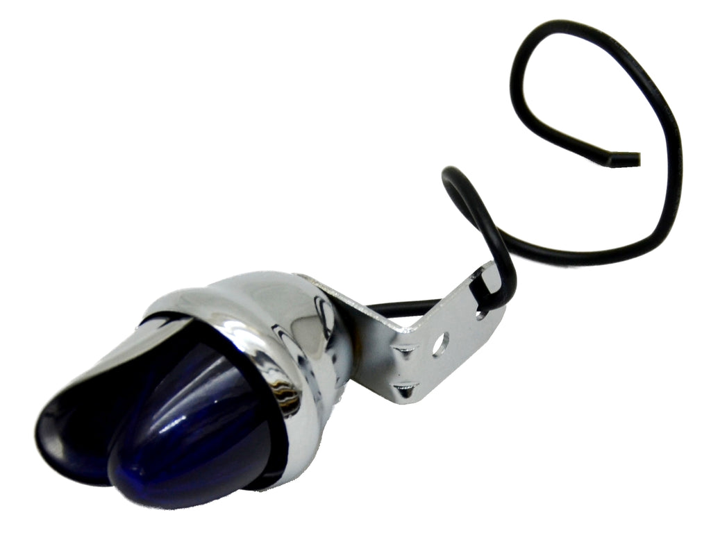 Incandescent Mini Auxiliary Light Blue Lens 1 Bulb Chrome W/Visor GG#82771 Each