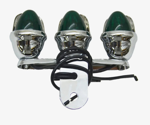 Auxiliary Incandescent Triple Mini Light w/Visor Green Lens 3 Bulb GG#82783 Each