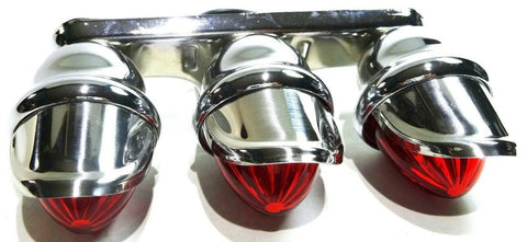 Auxiliary Incandescent Triple Mini Light w/Visor Red Lens 3 Bulb GG#82785 Each