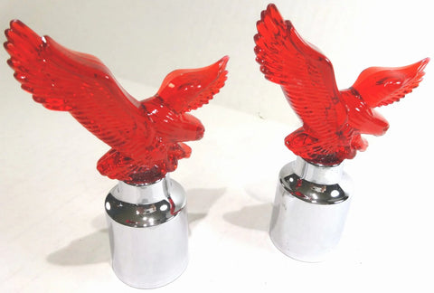 Bumper Guide Tops for 1” Poles/Sticks Eagle Red Chrome Plastic GG#86090 Set of 2