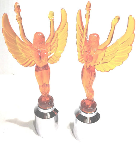 Flying Goddess Lady Bumper Guide Tops for 1" Pipe Chrome Plastic UP#86198-Pair