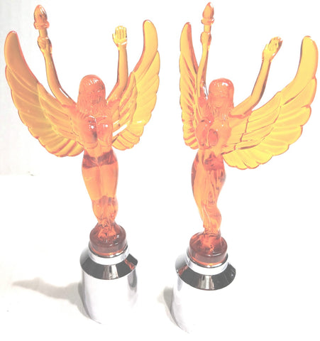 Flying Goddess Lady Bumper Guide Tops for 1" Pipe Chrome Plastic UP#86198-Pair