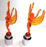 Flying Goddess Lady Bumper Guide Tops for 1" Pipe Chrome Plastic UP#86198-Pair