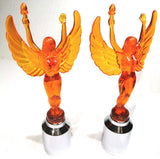 Flying Goddess Lady Bumper Guide Tops for 1" Pipe Chrome Plastic UP#86198-Pair