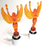 Flying Goddess Lady Bumper Guide Tops for 1" Pipe Chrome Plastic UP#86198-Pair