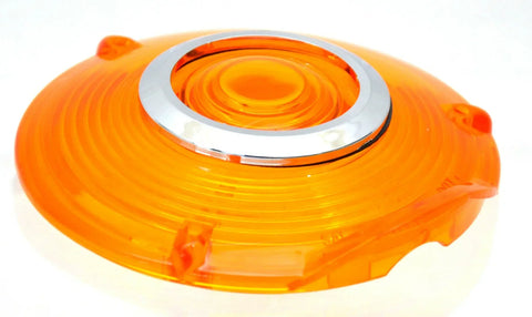 Back of Cab Lens Replacement 4" Amber with Chrome Ring Plastic 3 Hole GG#86720