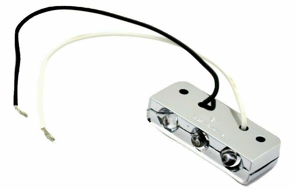 GG License Plate Step Interior Light Chrome Plastic 3 Clear Lens Red LED #87403