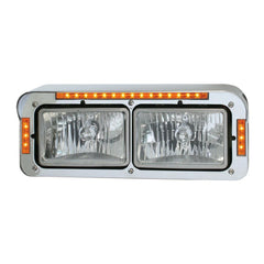 Dual Rectangular 4X6 Headlight Bezel 21 Amber LEDS Chrome Plastic GG#87595 Each