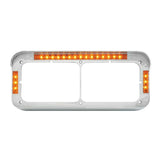 Dual Rectangular 4X6 Headlight Bezel 21 Amber LEDS Chrome Plastic GG#87595 Each