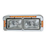 Dual Rectangular 4X6 Headlight Bezel 21 Amber LEDS Chrome Plastic GG#87595 Each