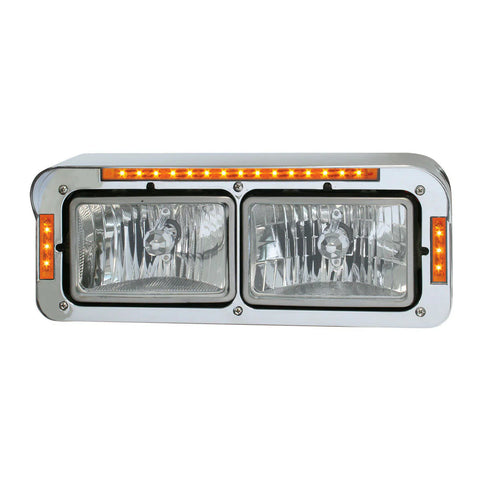 Dual Rectangular 4X6 Headlight Bezel 21 Amber LEDS Chrome Plastic GG#87595 Each