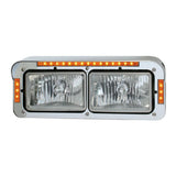 Dual Rectangular 4X6 Headlight Bezel 21 Amber LEDS Chrome Plastic GG#87595 Each