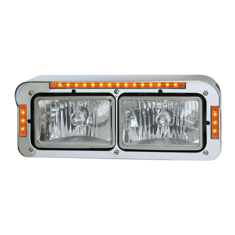 Dual Rectangular 4X6 Headlight Bezel 21 Amber LEDS Chrome Plastic GG#87595 Each