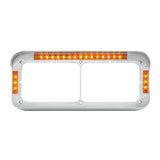 Dual Rectangular 4X6 Headlight Bezel 21 Amber LEDS Chrome Plastic GG#87595 Each