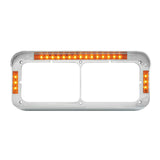 Dual Rectangular 4X6 Headlight Bezel 21 Amber LEDS Chrome Plastic GG#87595 Each