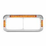 Dual Rectangular 4X6 Headlight Bezel 21 Amber LEDS Chrome Plastic GG#87595 Pair