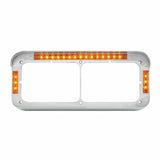 Dual Rectangular 4X6 Headlight Bezel 21 Amber LEDS Chrome Plastic GG#87595 Pair