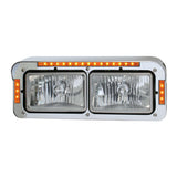 Dual Rectangular Headlight Bezels/Trims w/Visor Clear Lens 21 LEDs GG#87596 Pair
