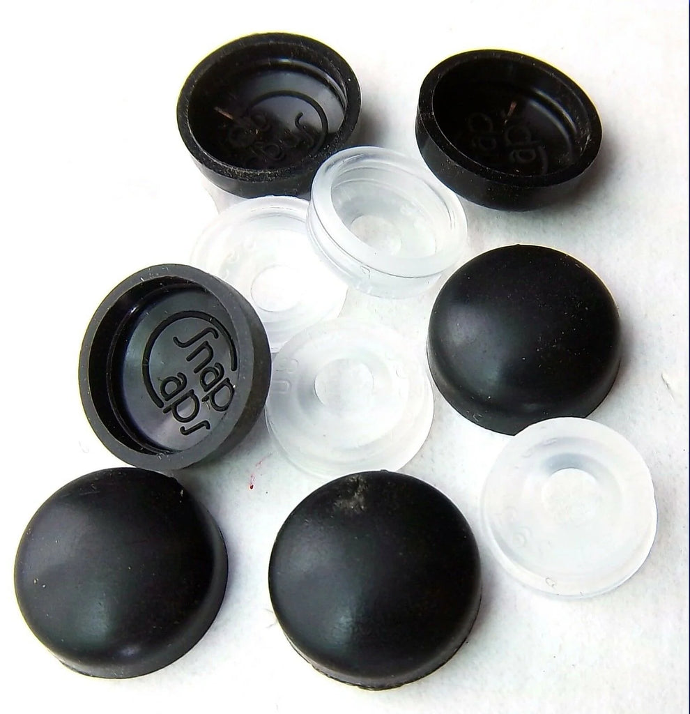 Screw Head Covers for #6 #8 M3 M4 Flat Back Black Plastic #8/8-180 (10 Sets)
