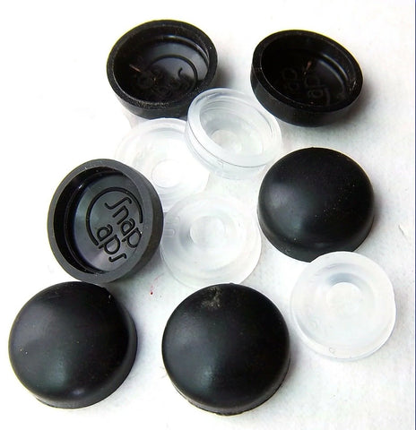 Screw Head Covers for #6 #8 M3 M4 Flat Back Black Plastic #8/8-180 (10 Sets)