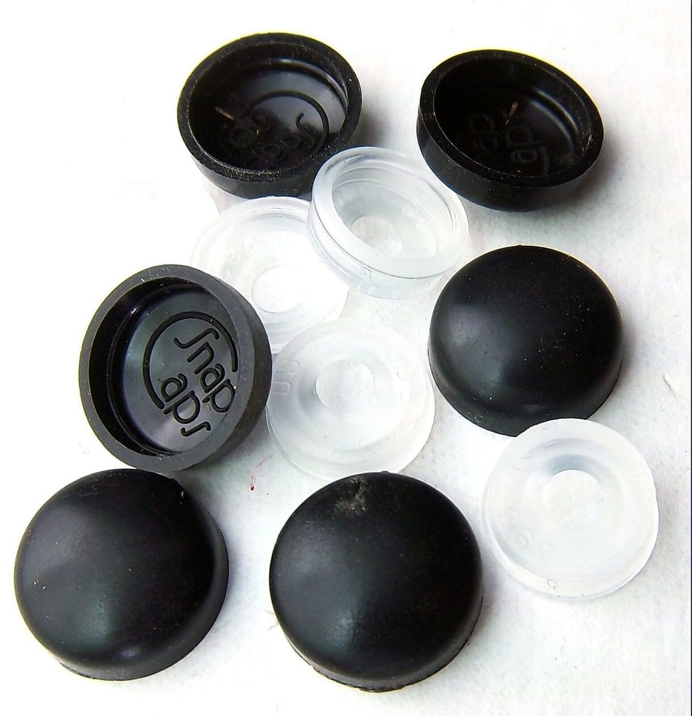 Screw Head Covers for #6 #8 M3 M4 Flat Back Black Plastic #8/8-180 (10 Sets)