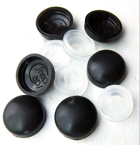 Screw Head Covers for #6 #8 M3 M4 Flat Back Black Plastic #8/8-180 (10 Sets)