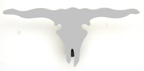 Longhorn Skull Cut Out Mini Emblem 6 5/8" x 3 1/4" Chrome 2 Stud Mount GG#90222