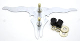 Longhorn Skull Cut Out Mini Emblem 6 5/8" x 3 1/4" Chrome 2 Stud Mount GG#90222