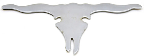 Cutout Longhorn Steer Skull 3-1/4" x 6-5/8" Chrome Steel Tape Mnt GG#90223 Each
