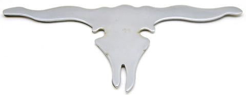Cut Out Longhorn Steer Skull 3-1/4" x 6-5/8" Chrome Steel Tape Mnt GG#90223 Each