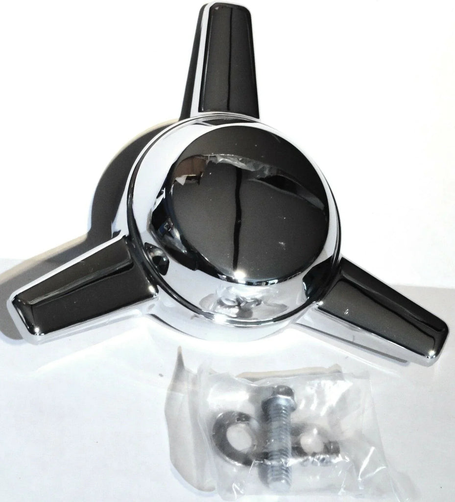 Semi Trk Wheel Hub Cap Spinner 3 Straight Bar Left Hand Chrome Plastic GG#90311