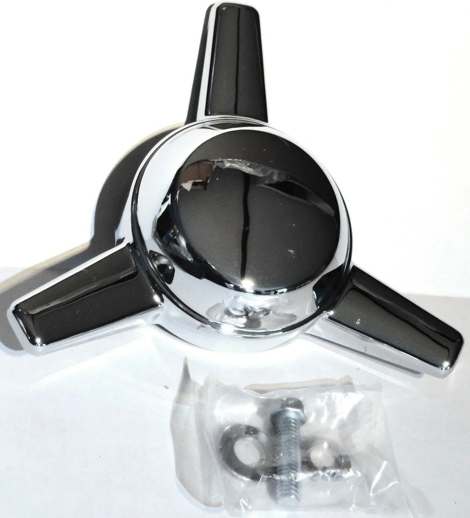 Semi Trk Wheel Hub Cap Spinner 3 Straight Bar Left Hand Chrome Plastic GG#90311