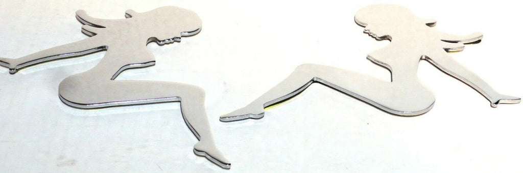 Cutout Sitting Nude Set Small Chrome Plated Tape Mount 6" #90491, 90501 Pair