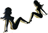 Cutout Sitting Nude Set Small Chrome Plated Tape Mount 6" #90491, 90501 Pair