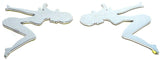 Cutout Sitting Nude Set Small Chrome Plated Tape Mount 6" #90491, 90501 Pair